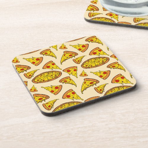 Melting Cheese Pizza Pattern Beverage Coaster