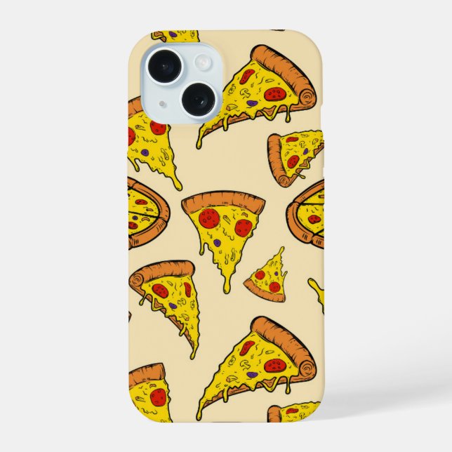 Melting Cheese Pizza Pattern iPhone 15 Case (Back)