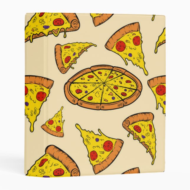 Melting Cheese Pizza Pattern Mini Binder (Front/Spine)