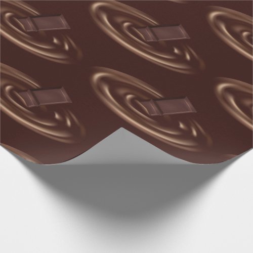 Melting Chocolate Bar in Liquid Chocolate Wrapping Paper
