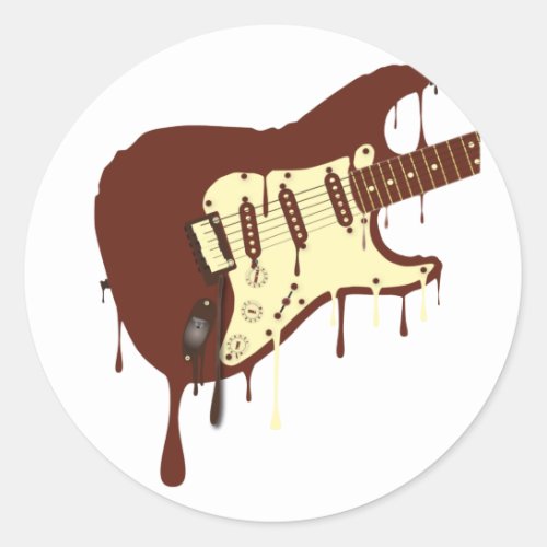 Melting Chocolate Guitar Classic Round Sticker