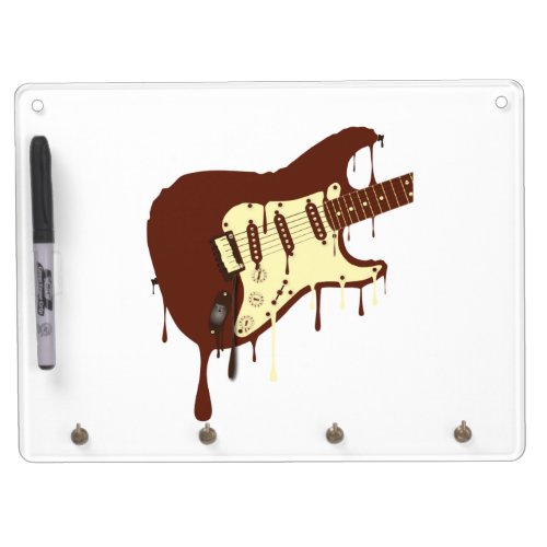 Melting Chocolate Guitar Dry Erase Board With Keychain Holder
