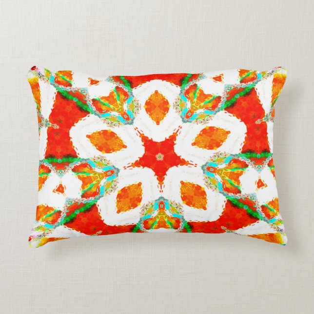 Melting colorful symmetrical pattern, ceramic tile accent pillow (Front)