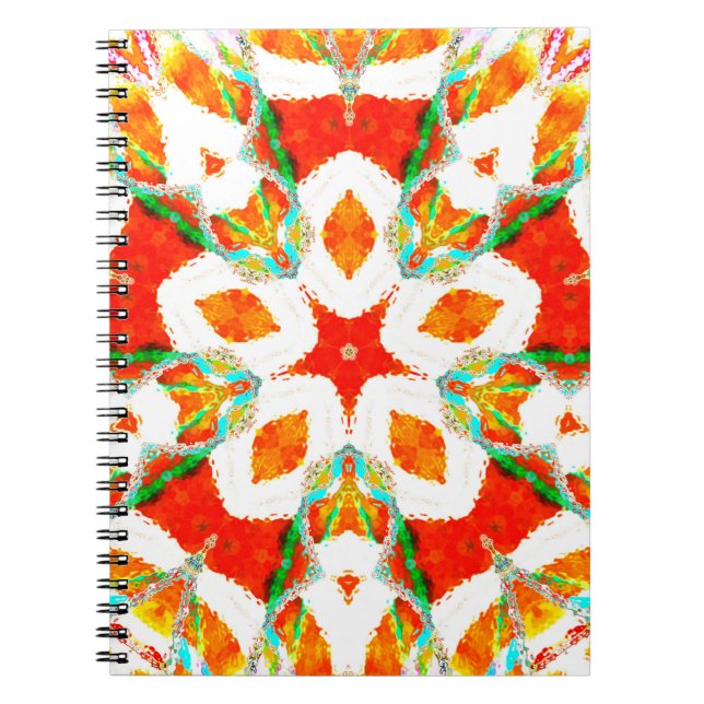 Melting colorful symmetrical pattern, ceramic tile notebook (Front)