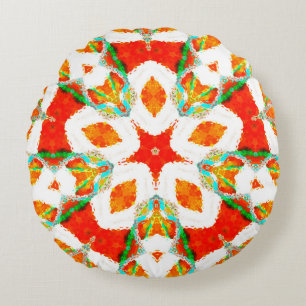 Melting colorful symmetrical pattern, ceramic tile round pillow