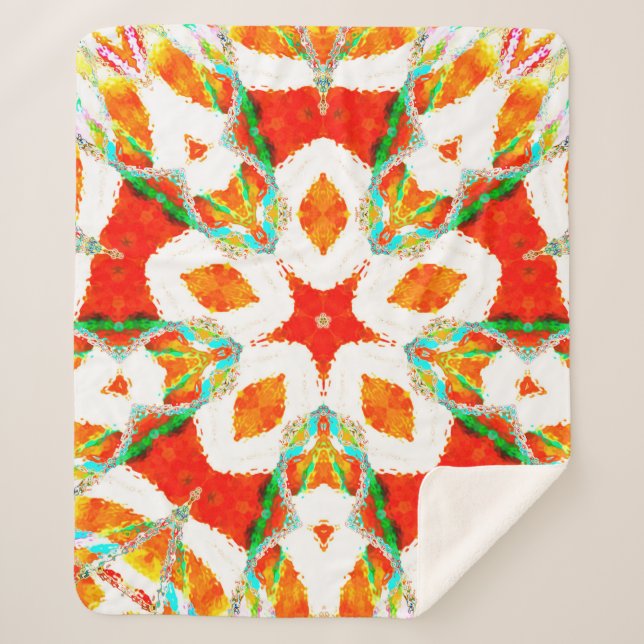 Melting colorful symmetrical pattern, ceramic tile sherpa blanket (Front)
