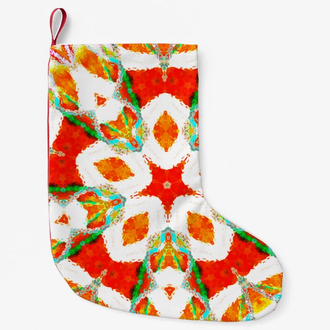 Melting colorful symmetrical pattern, ceramic tile small christmas stocking (Front)