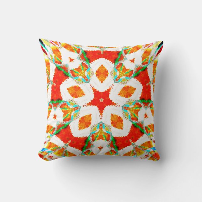 Melting colorful symmetrical pattern, ceramic tile throw pillow (Front)