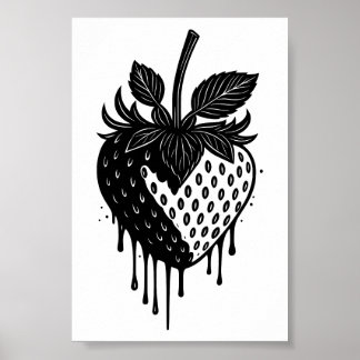 Melting Drip Strawberry Artwork Poster