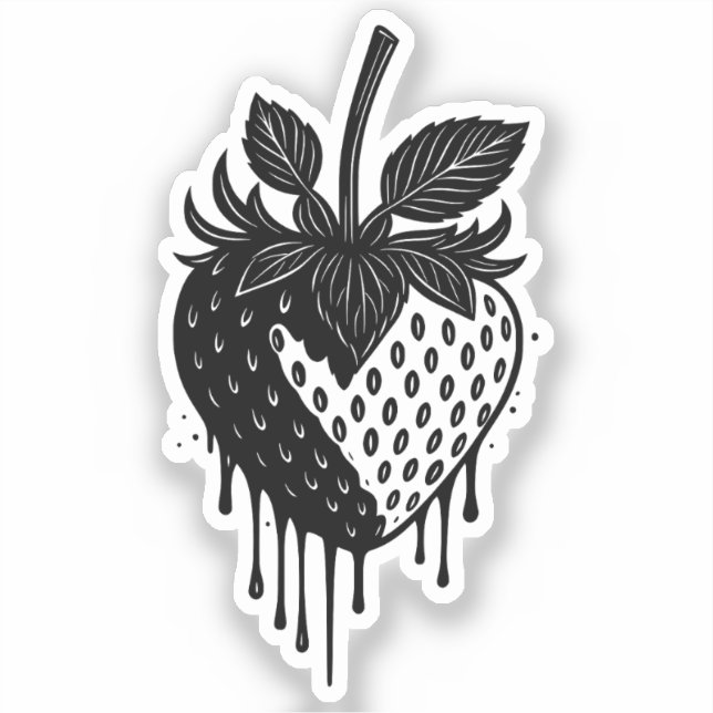 Melting Drip Strawberry Artwork Sticker (Front)