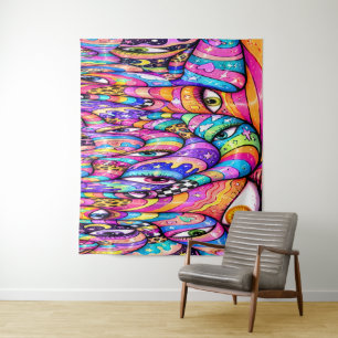 Melting Eyes Collage Psychedelic Wall Tapestry