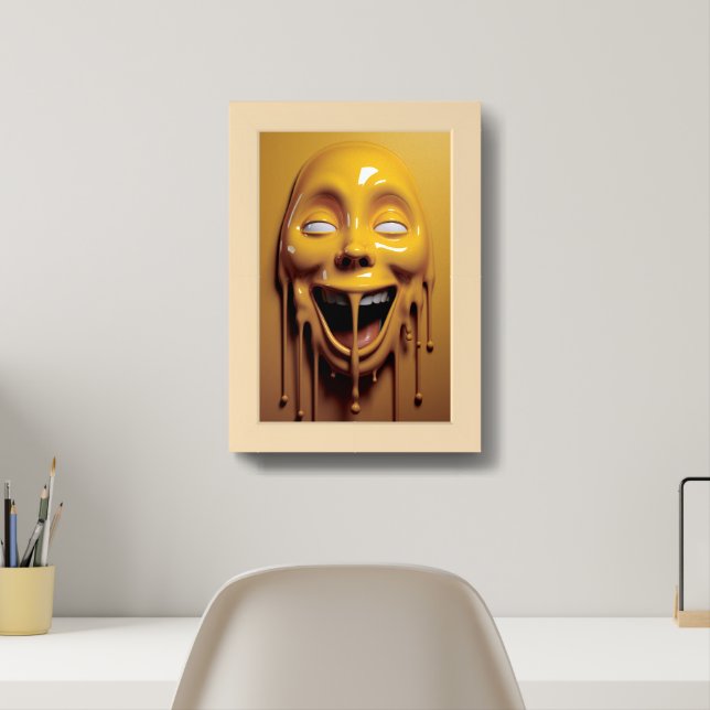 Melting Face emoji Smile Framed Art (Home Office)