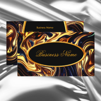 Melting Fire Gold Orange Black Liquid Business Card