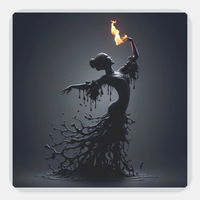 Melting Flamenco Dancer  Square Sticker (Front)