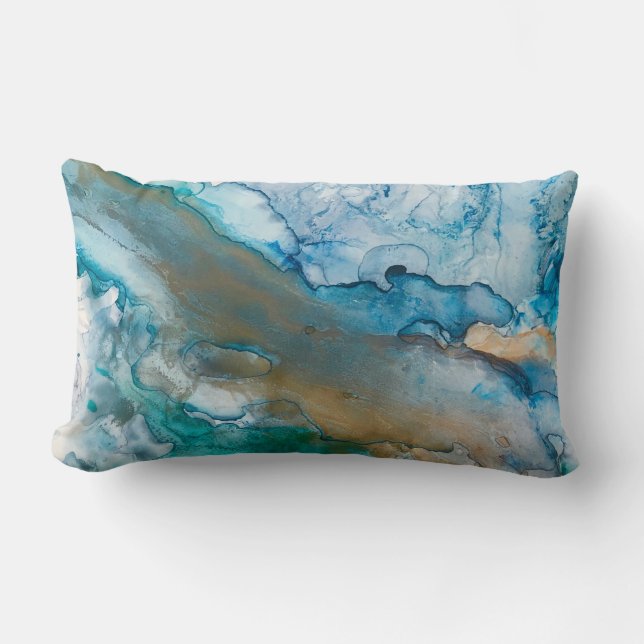 Melting Glacier Alcohol Ink Abstract Painting Lumbar Pillow (Front)