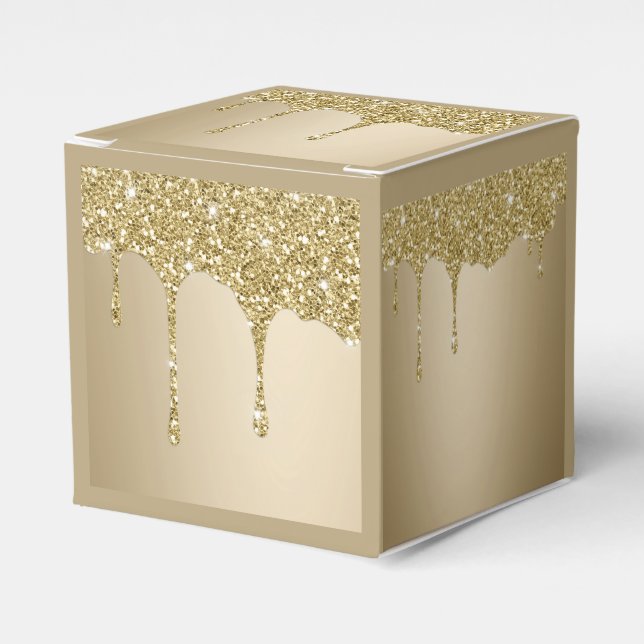 Melting Gold Glitter Favor Boxes (Front Side)