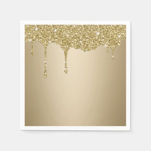 Melting Gold Glitter Napkins (Front)