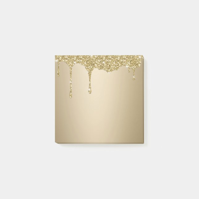 Melting Gold Glitter Post-it Notes (Front)