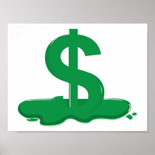 Melting Green Dollar Symbol Poster