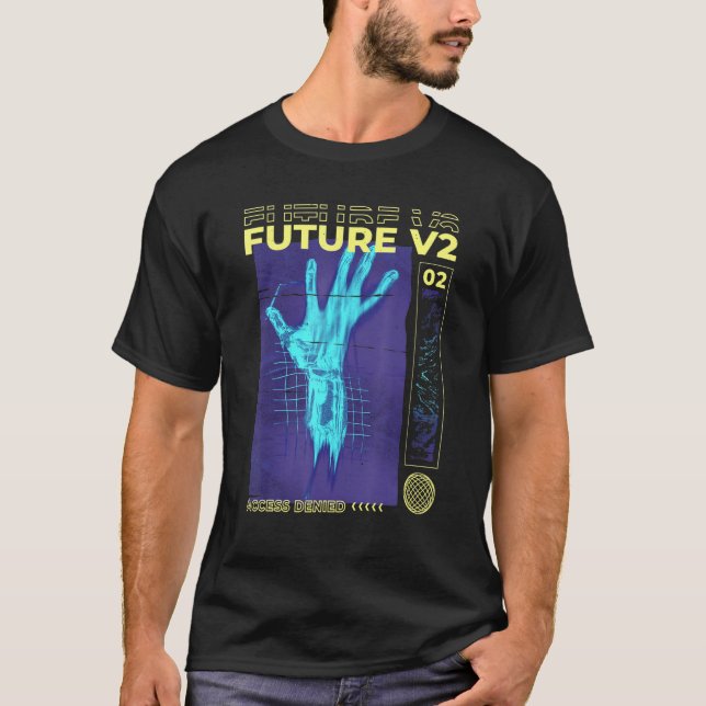 Melting Hand Futurism Future Virtual Reality KI AI T-Shirt (Front)