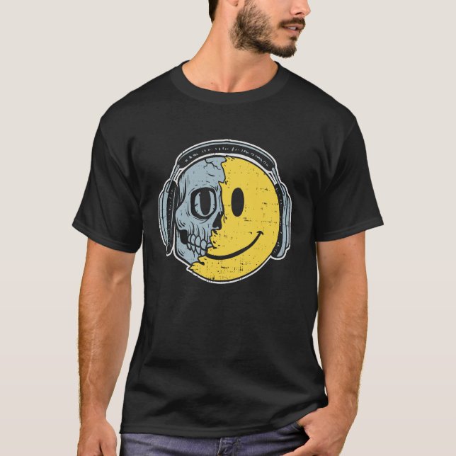 Melting Happy Face Smile Headphone EDM Music Festi T-Shirt (Front)