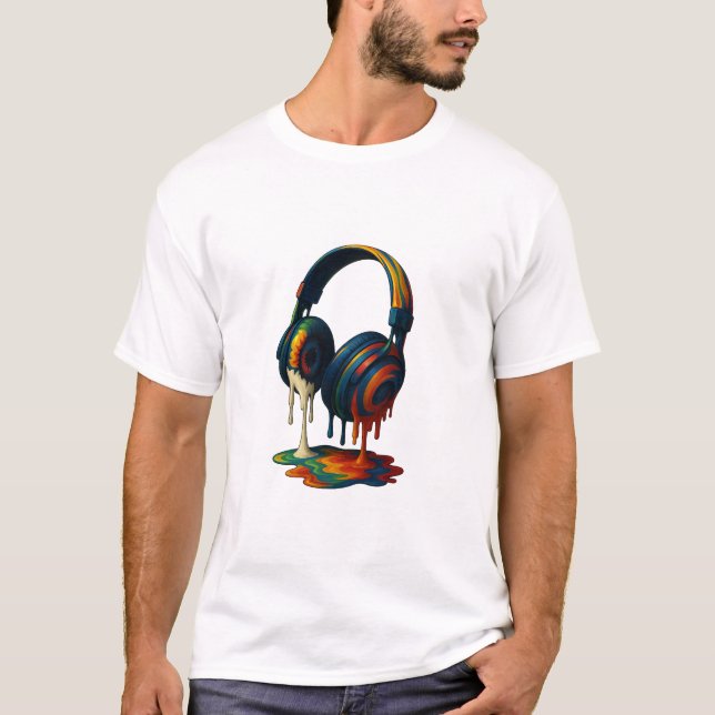 Melting Headphones - Artistic T-Shirt (Front)