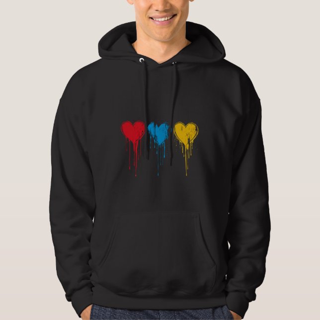 Melting Hearts Minimalist  Black Hoodie  (Front)