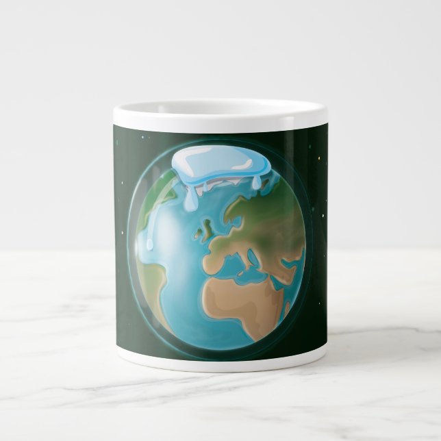Melting Ice Caps Of Planet Earth. Giant Coffee Mug (Front)