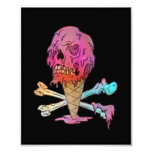 Melting Ice Cream Dripping Skull Photo Print