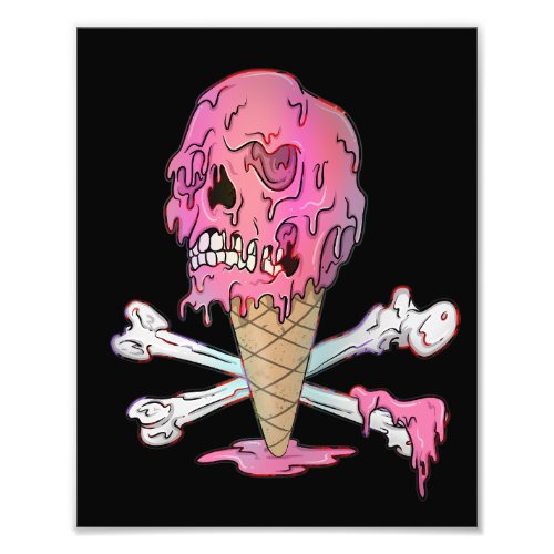 Melting Ice Cream Dripping Skull Photo Print