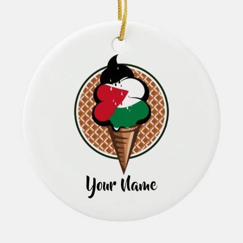 Melting ice cream Palestinian flag Ceramic Ornament
