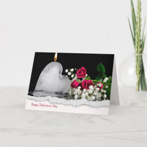 melting ice heart candle with torn edge Valentine Invitation