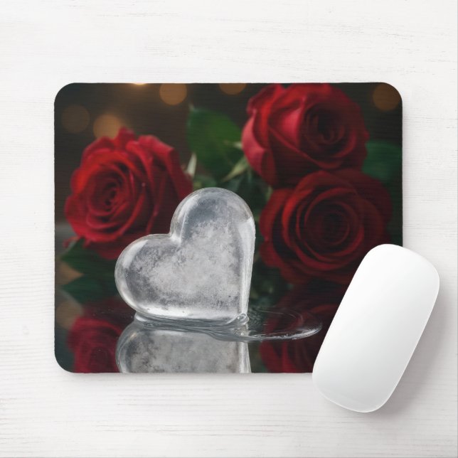 Melting Ice Heat With Red Roses Mouse Pad (With Mouse)