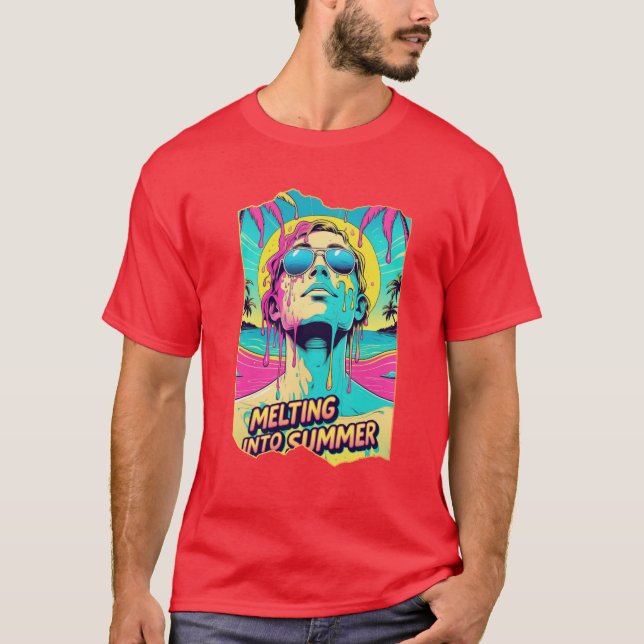 Melting Into Summer – Trippy Retro Beach Vibes Tee (Front)