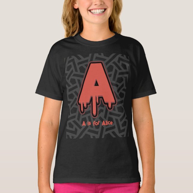 Melting Letter A – Custom Name Birthday Gift T-Shirt (Front)
