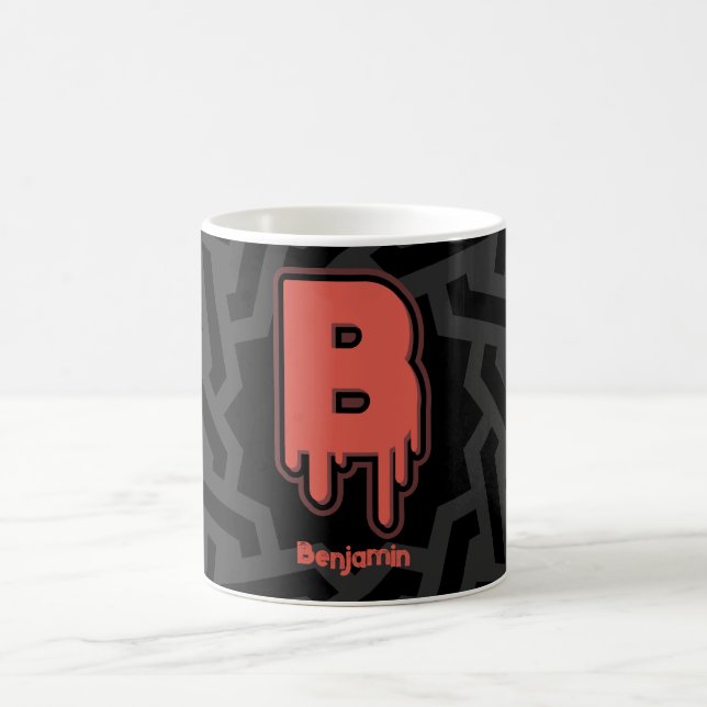 Melting Letter B – Custom Name Birthday Gift Coffee Mug (Center)