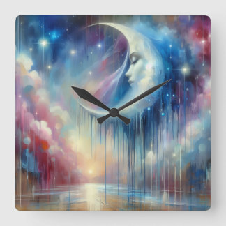 Melting Moonlight- Pastel Sky Wall Clock