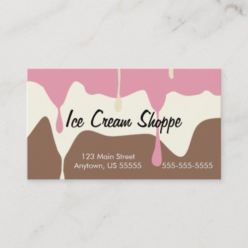 Melting Neapolitan Ice Cream Shop Business Card