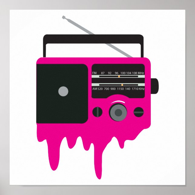Melting Pink Retro Radio Poster (Front)