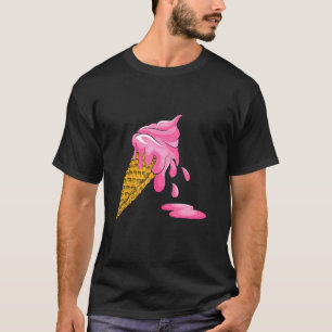 Melting Pink Strawberry Ice Cream Cone Foodie Food T-Shirt