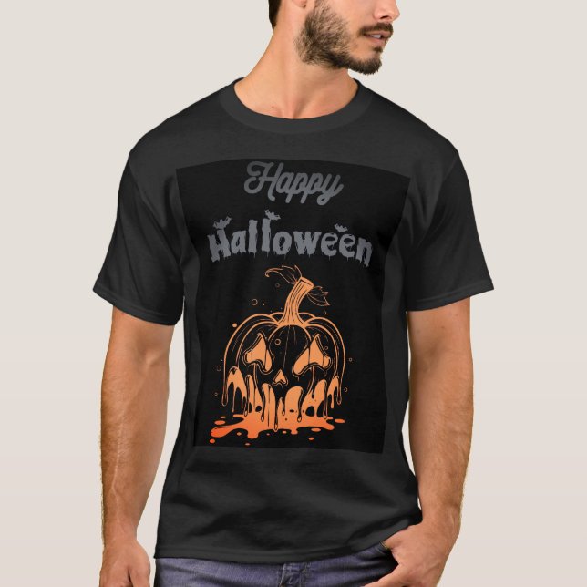 Melting Pumpkin Face – Spooky Halloween Tee (Front)