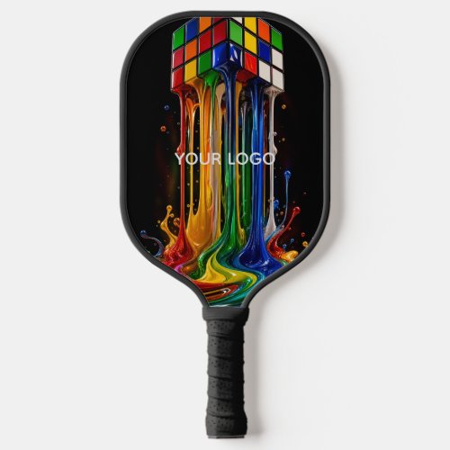 Melting Rainbow Chrome Rubik's Cube Pickleball Paddle
