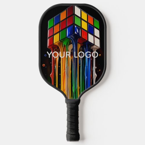 Melting Rainbow Chrome Rubik's Cube Pickleball Paddle
