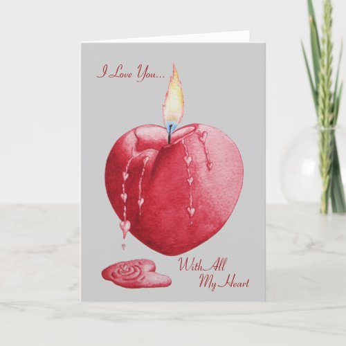 melting red heart with original love verse holiday card