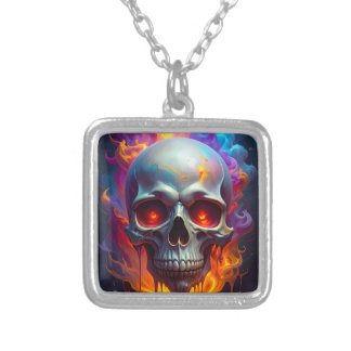 Melting Skull Silver Plated Necklace