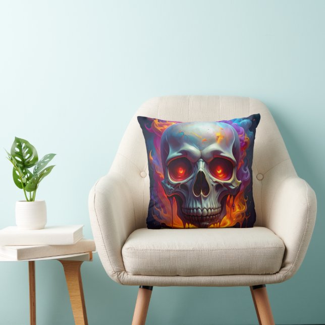 Melting Skull Throw Pillow (Chair)