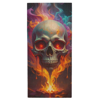 Melting Skull Wood Flash Drive