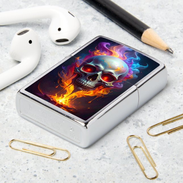 Melting Skull Zippo Lighter (On Table 2)