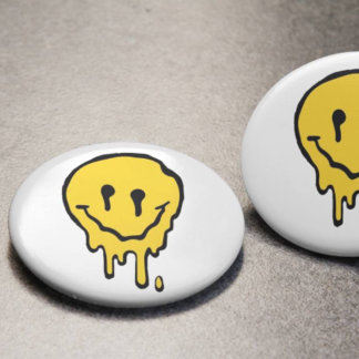 melting smile emoji button pins
