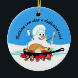 Melting snowman chef turkey Christmas ornament<br><div class="desc">Nothing can stop a dedicated cook,  with melting snowman chef cooking a turkey dinner over an open fire on this Christmas tree ornament for your favorite cook,  or to hang on your culinary Christmas tree.</div>